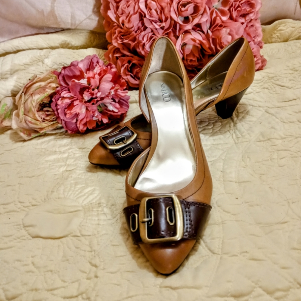 Nine & Co. JJ Belisma Tan and brown leather pumps Size 11